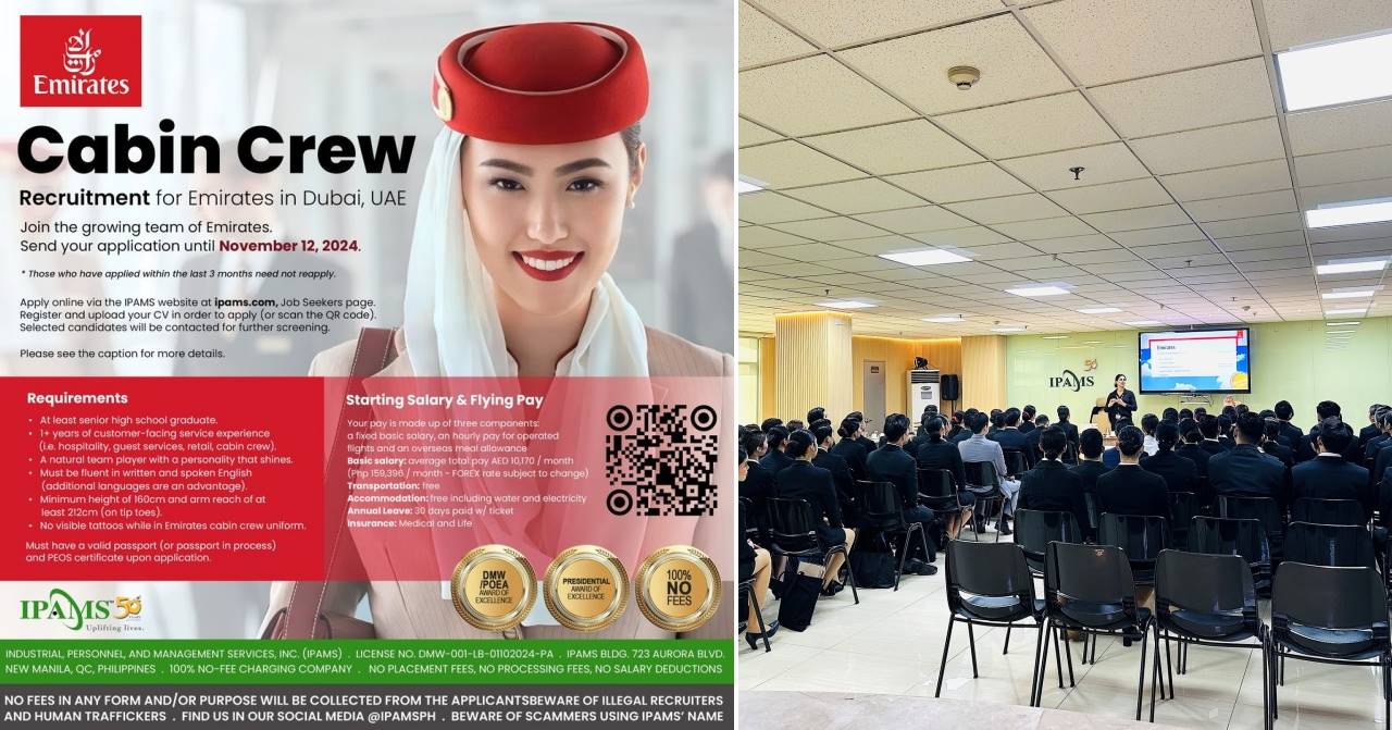 ipams hiring emirates flight attendants in philippines