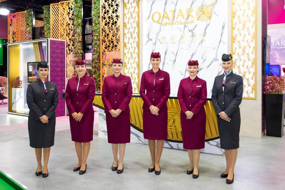 QR female flight attendant staff