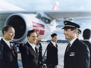 Swiss International crew with pilot