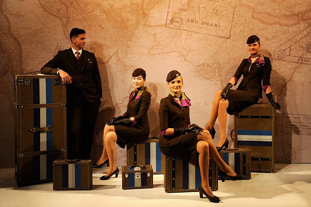 etihad male and female cabin crew uniforms