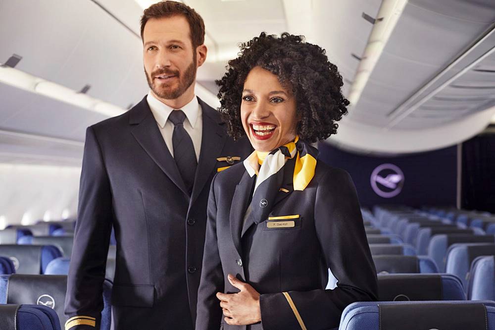 lufthansa male and female flight attendants
