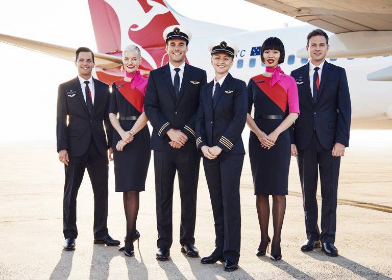 qantas airlines flight attendants male female