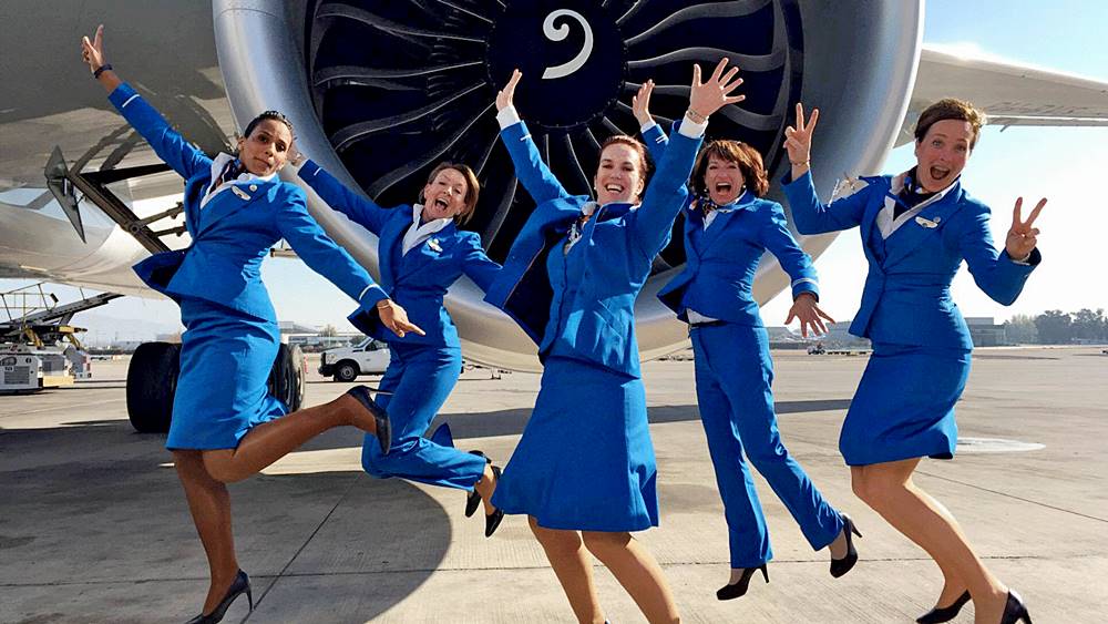 klm female flight attendants fun