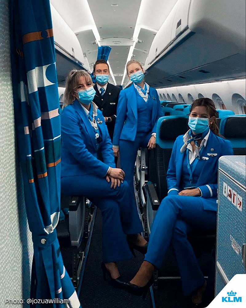 klm flight crew in cabin