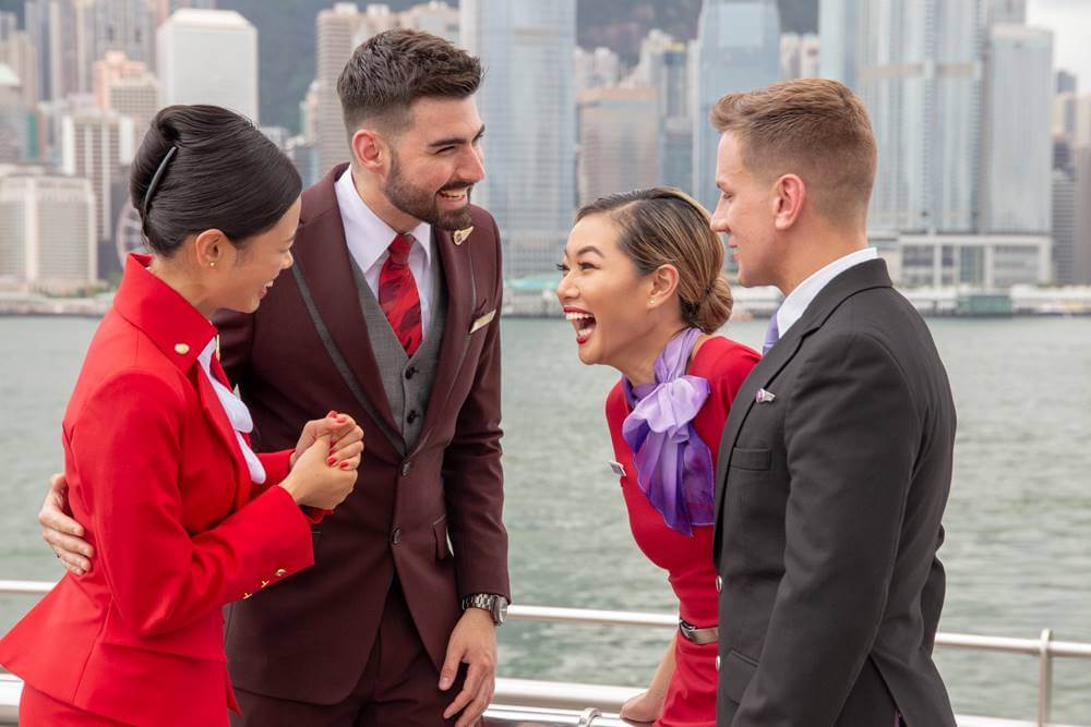 virgin australia male and female flight attendants