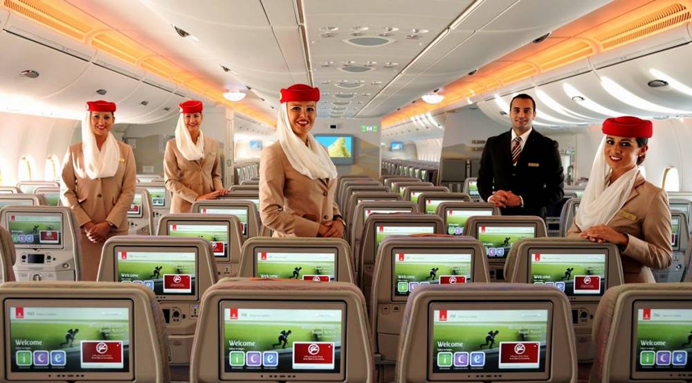 emirates flight attendants in uniform
