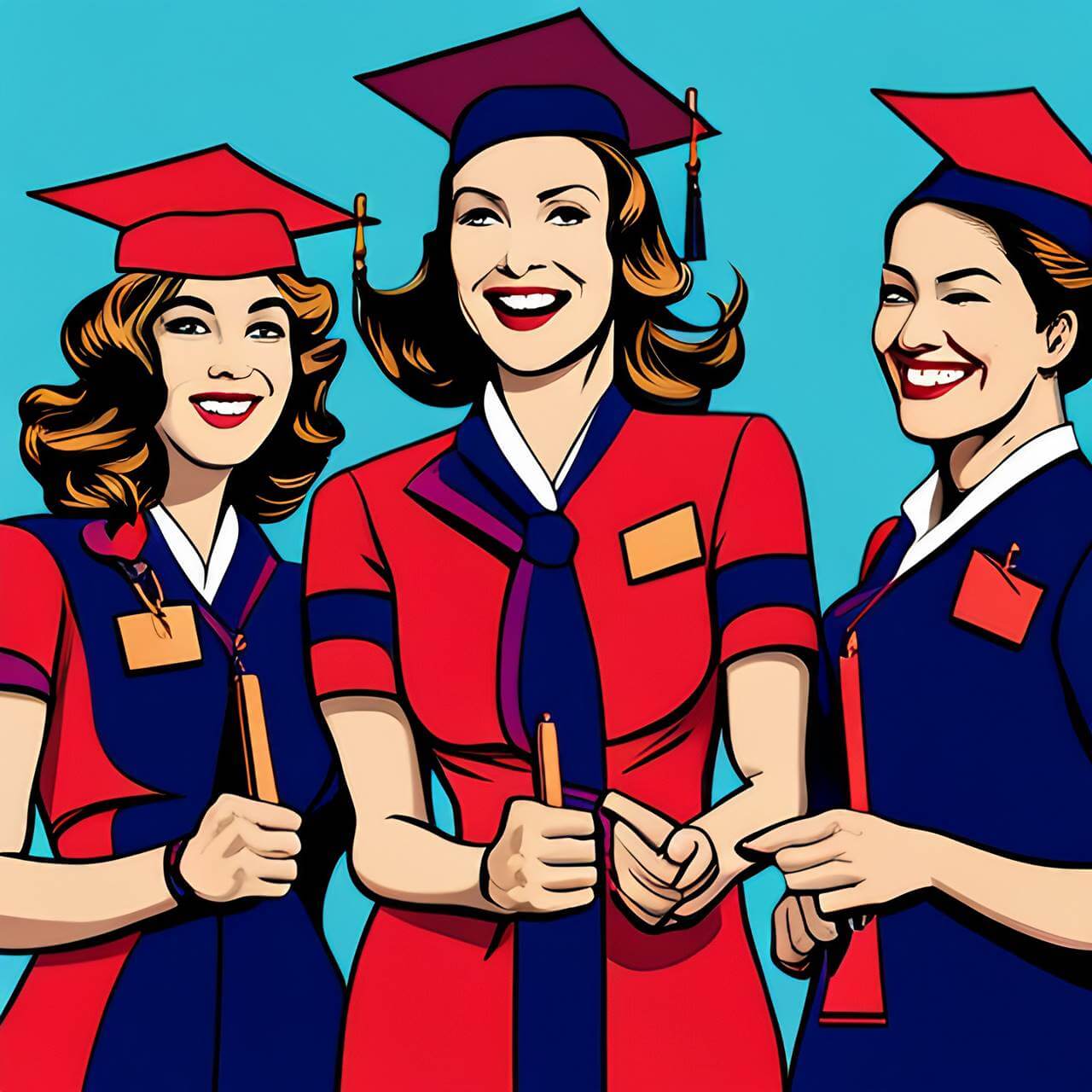 female flight attendants graduating training
