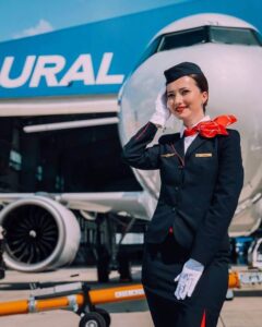 ural airlines female cabin crew uniform