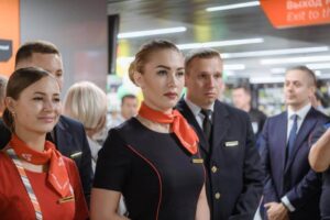 ural airlines male and female flight attendants