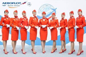 aeroflot female flight attendant crew