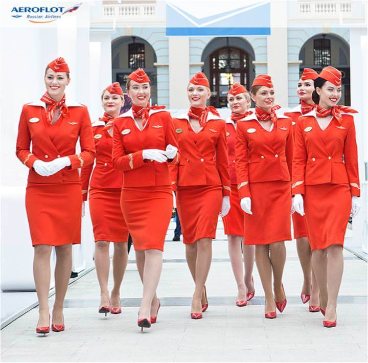 aeroflot female flight attendant uniforms