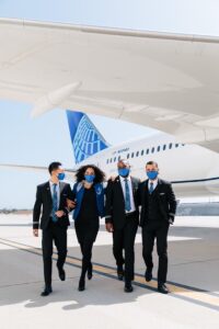 flight attendants of united airlines in uniform