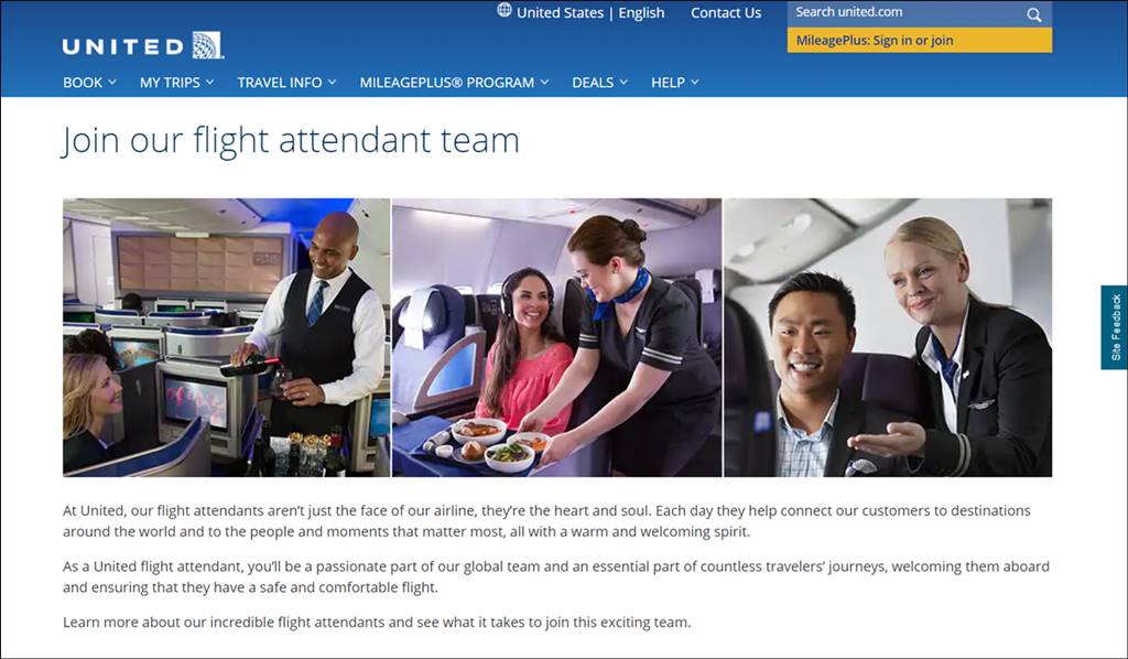united airlines flight attendant jobs