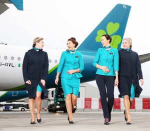Aer Lingus female flight attendants walking