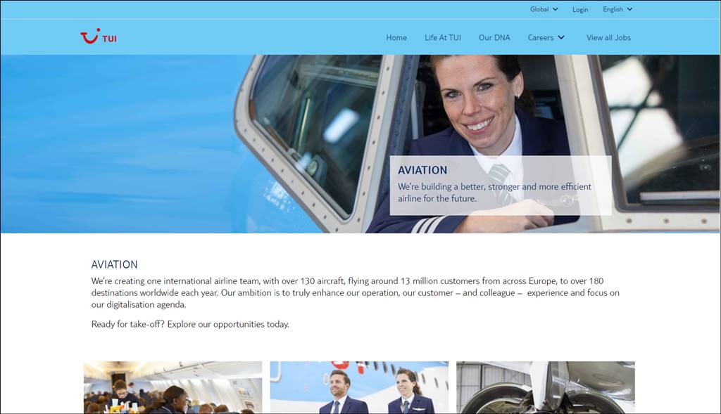 TUI aviation careers page