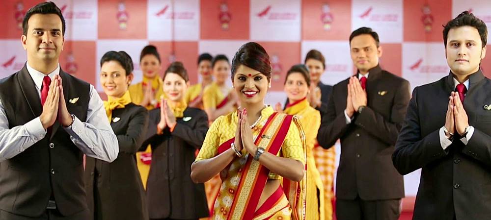 air india male and female flight attendants in uniform