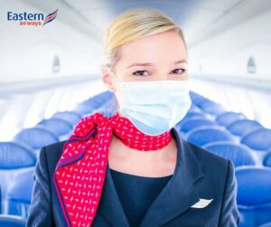 eastern airways cabin crew with mask