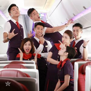 hongkong airlines male and female flight attendants fun