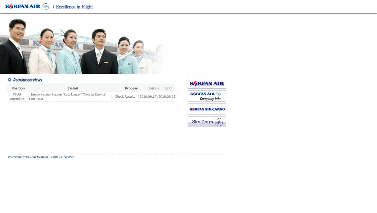 korean air careers page