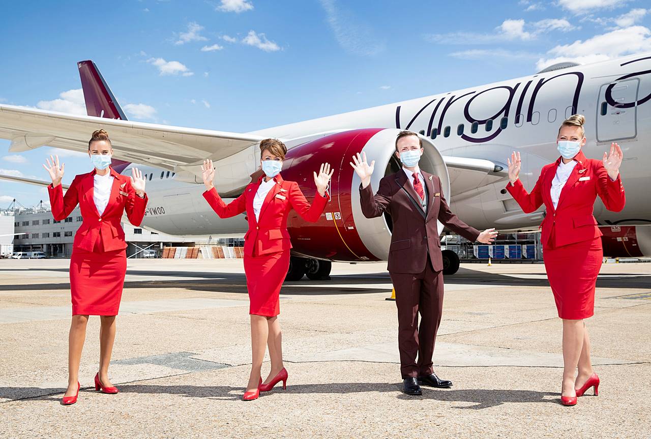 virgin atlantic crew with masks