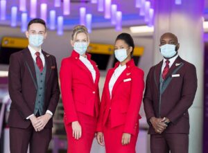 virgin atlantic flight attendants with masks