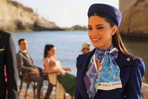 Middle East Airlines female flight attendant smile