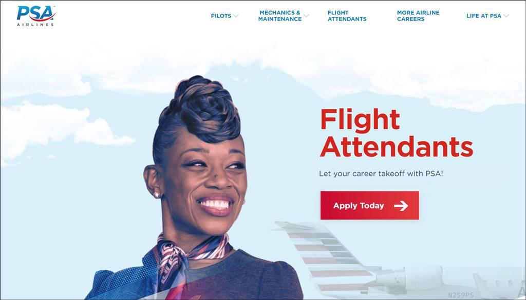 PSA Airlines flight attendants careers page