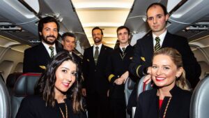 TAP Air Portugal flight attendants on plane