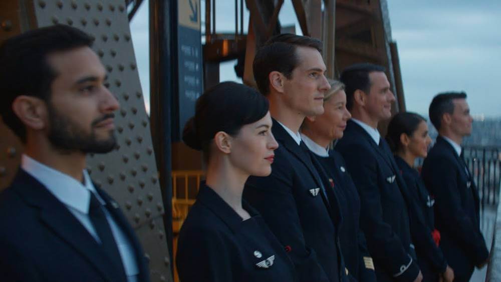 air france male and female flight attendants