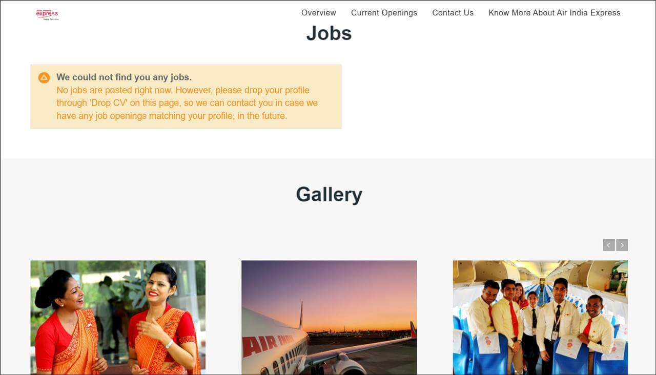 air india express careers page