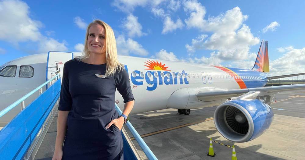 allegiant female flight attendant