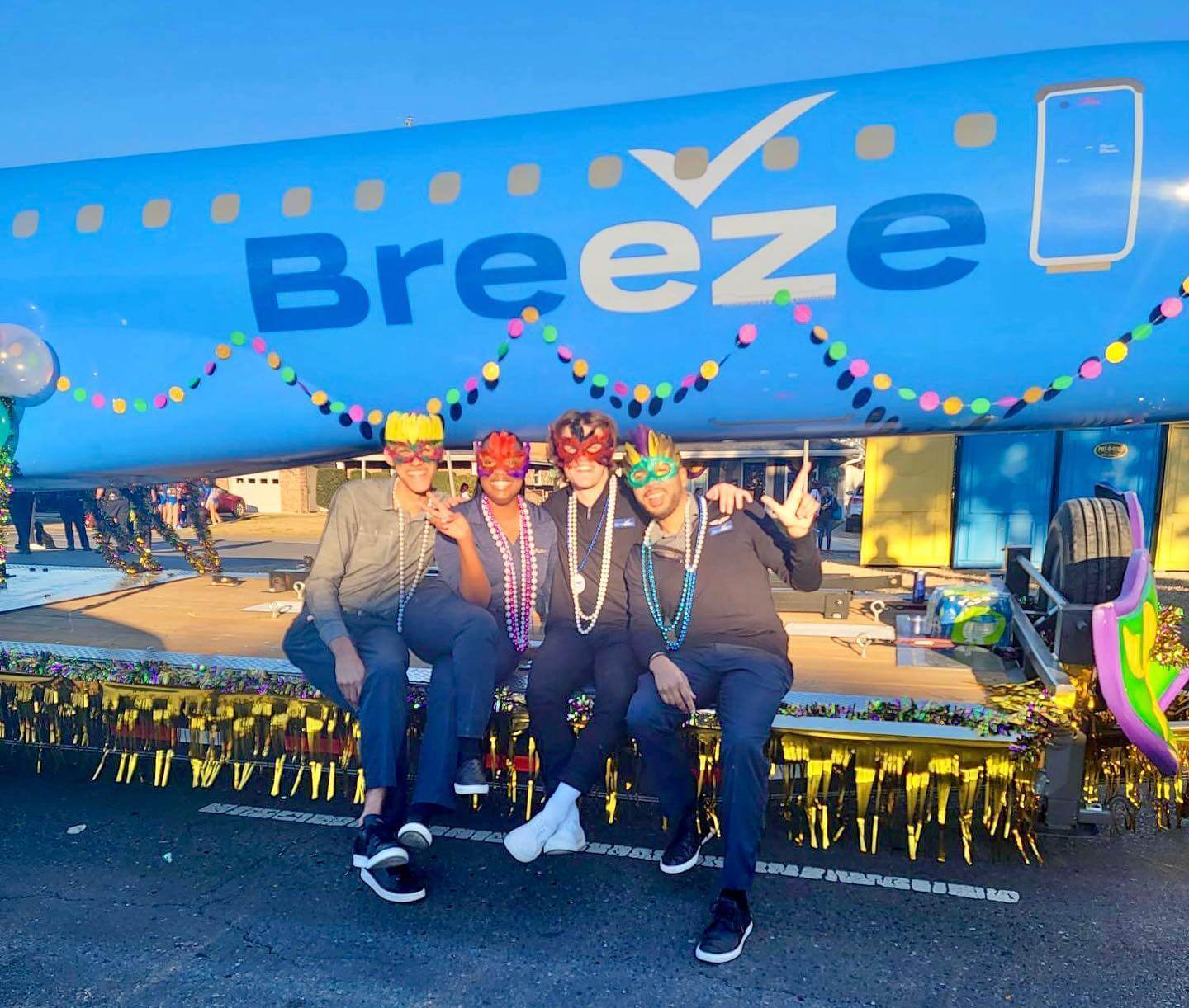 breeze airways flight attendants mardi gras