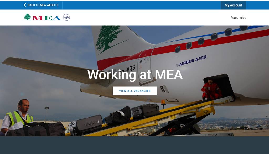 careers page of Middle east Airlines