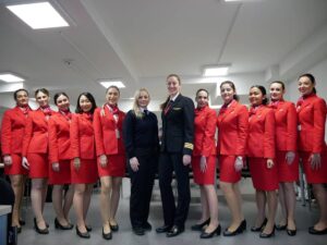 lauda female flight attendants uniform