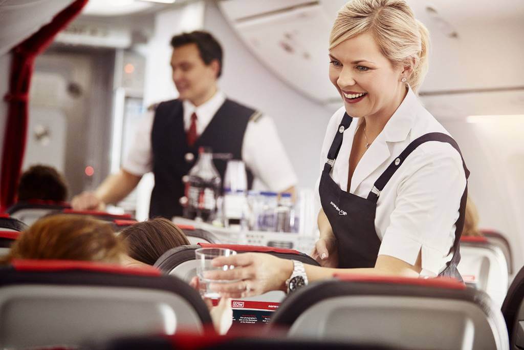 norwegian air crew working in plane