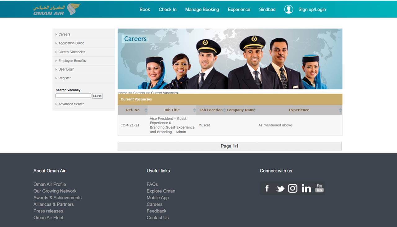 oman air flight attendant Careers Page