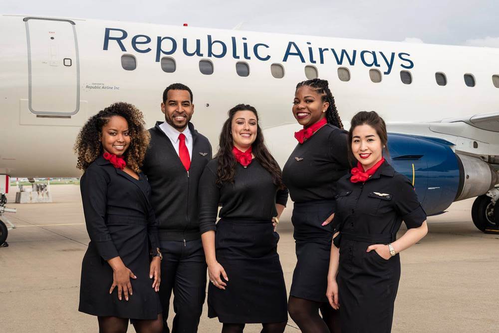 republic airways flight attendants in uniform
