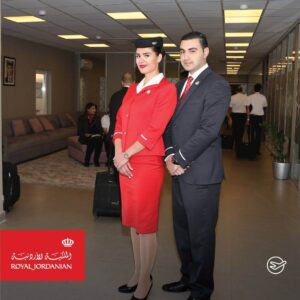 royal jordanian male and female flight attendants