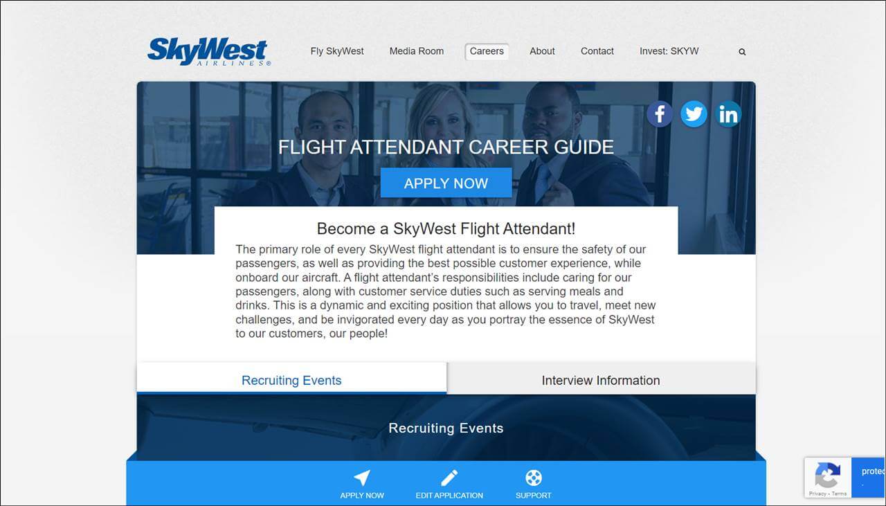 skywest airlines flight attendant careers page