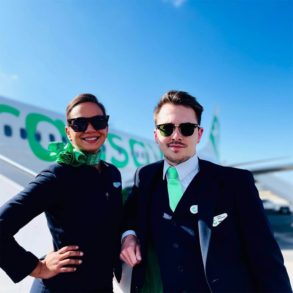 transavia france male and female flight attendants