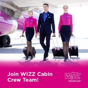 wizz air male female uniforms blue pink