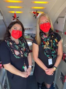 elite airways flight attendant Christmas fun