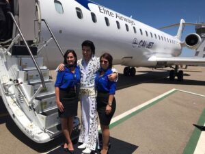 elite airways flight attendants with elvis