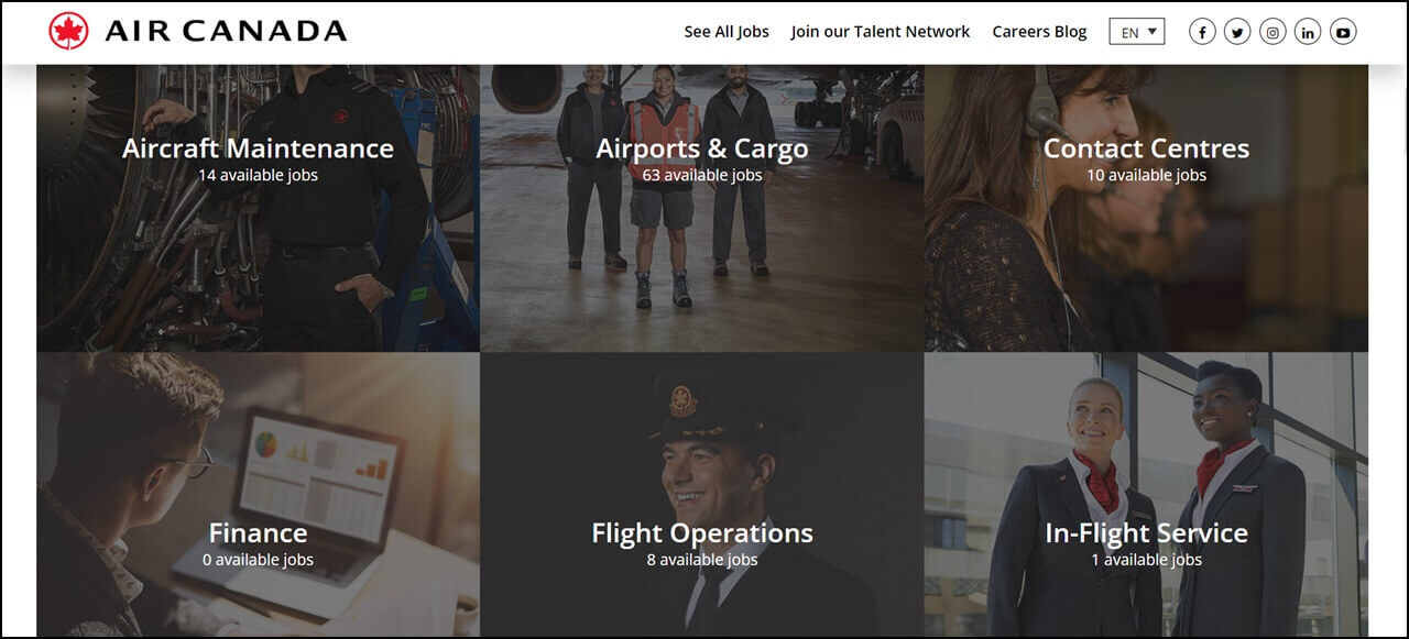 Air Canada Careers Page