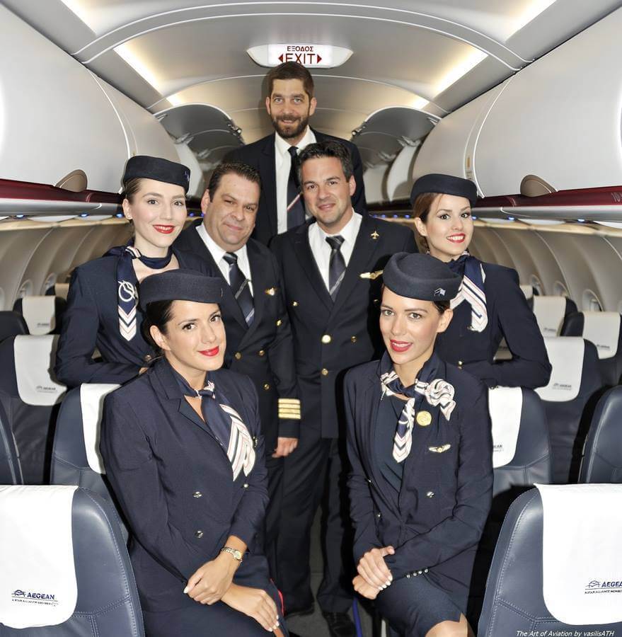 aegean airlines male and female flight attendants