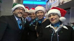 air transat christmas hat flight attendants