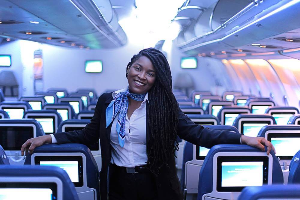 air transat female crew in the cabin