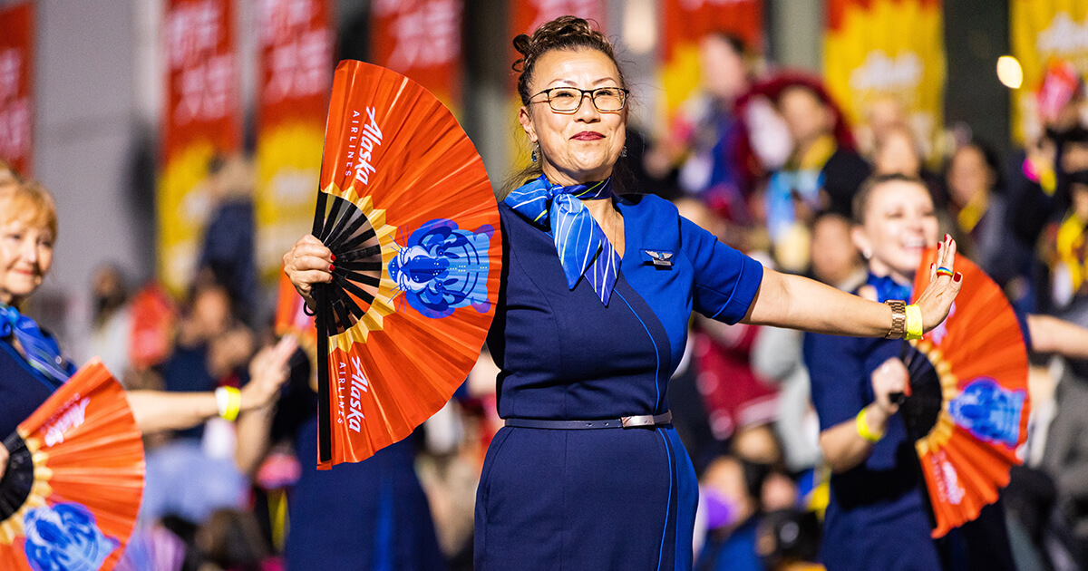 alaska air dancing flight attendant