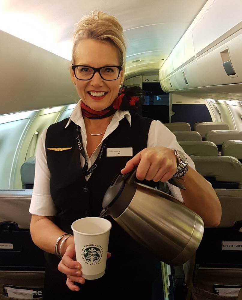 central mountain air female flight attendant starbucks