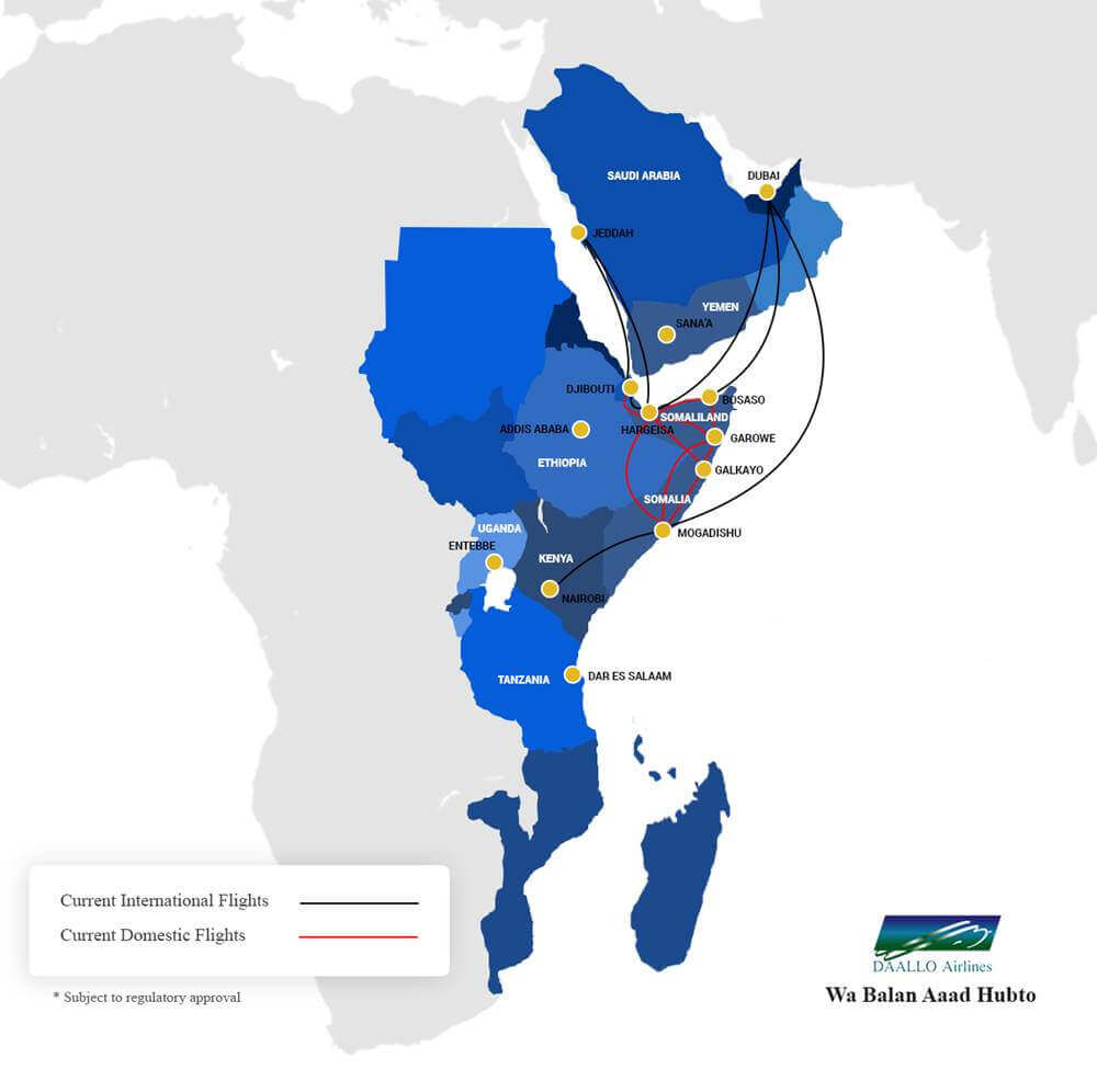daallo airlines network route